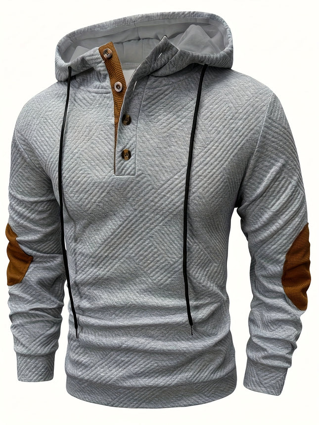 Mens Hooded Zip Up Sweatshirt With Contrast Stitching