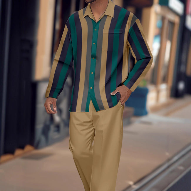 Print Striped Fashion Autumn Men's Suit Hover Image