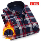 Autumn And Winter Warm Shirt Men's Long Sleeve Middle-aged Fleece Lined Padded Shirt