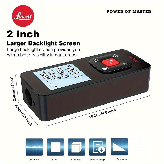 Compact Laser Distance Meter USB Rechargeable LCD Display