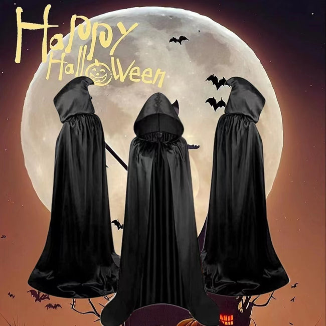 Halloween Cloak Costumes Wizard Cloak For Children Hooded Capes Mantle Black Party Decoration Hover Image