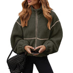 Berber Fleece Contrast Color Stand-up Collar Leisure All-match Coat