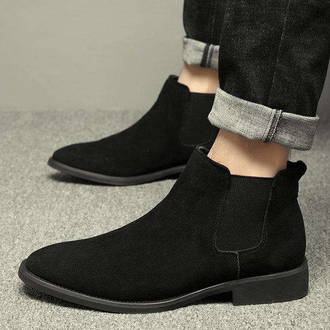 Breathable Autumn And Winter British Style Pointed Suede Short Martin Boots For Men Hover Image