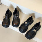 Fashion Metal Buckle Small Leather Shoes