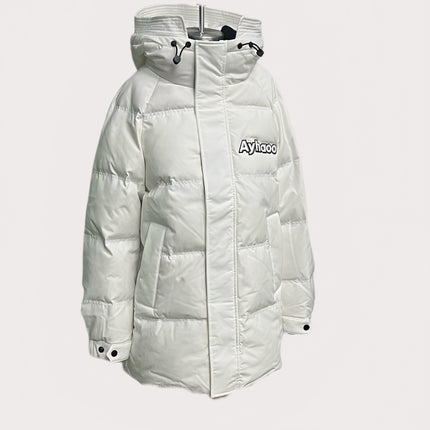 Solid Color Zip Up Hooded Coat Quilted Warm Winter Coat