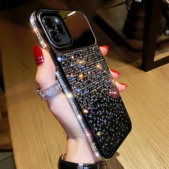 European And American Punk Gradient Rhinestone Makeup Mirror Phone Case Main Image