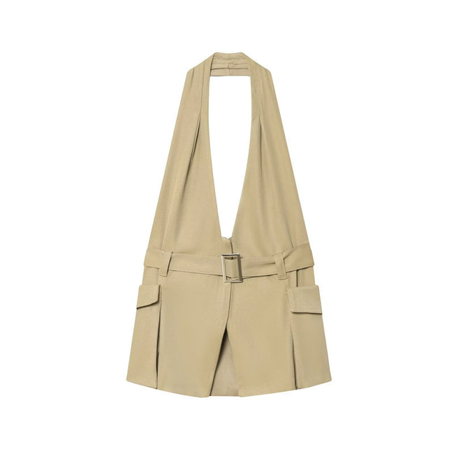 Sexy Style Backless Hanging Collar Top For Women Hover Image