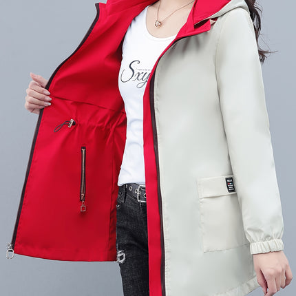 Womens Reversible Windbreaker Jacket Two Tone Black Red