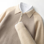 Half Zipper Contrast Color Lapels Sweater For Men