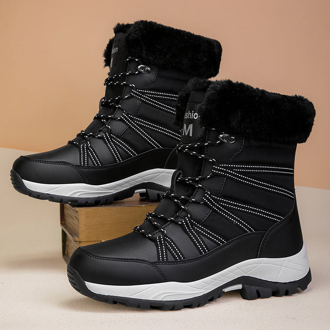 Winter Fleece-lined Thicker Non-slip Cotton-padded Shoes Outdoor Middle Boots Hover Image