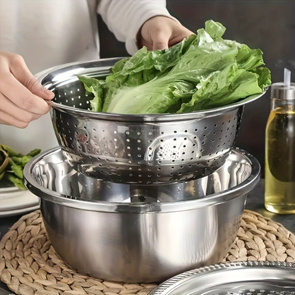 3Pc Stainless Steel Kitchen Set With Grinder And Strainer