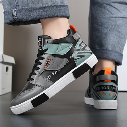 Mens High Top Casual Sneakers White Green Zebra Accents EVA