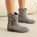 Low Heel Suede Large Size Sweet Bow Casual Boots
