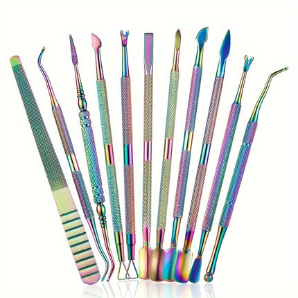 Stainless Steel Cuticle Scissors 12pc Set With Nail Files