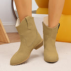 New Pointed British Style Mid Heel Boots
