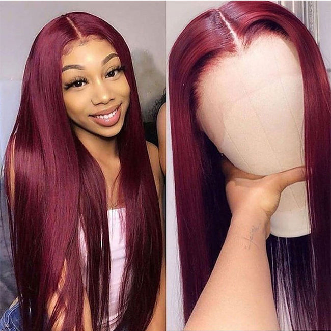 Full Headgear Long Straight Front Lace Wig Smooth Hair Hover Image