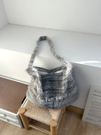 Plush Shoulder Bag Women's Messenger Bag Retro Alphabet Embroidered Commuter Tassel Bag