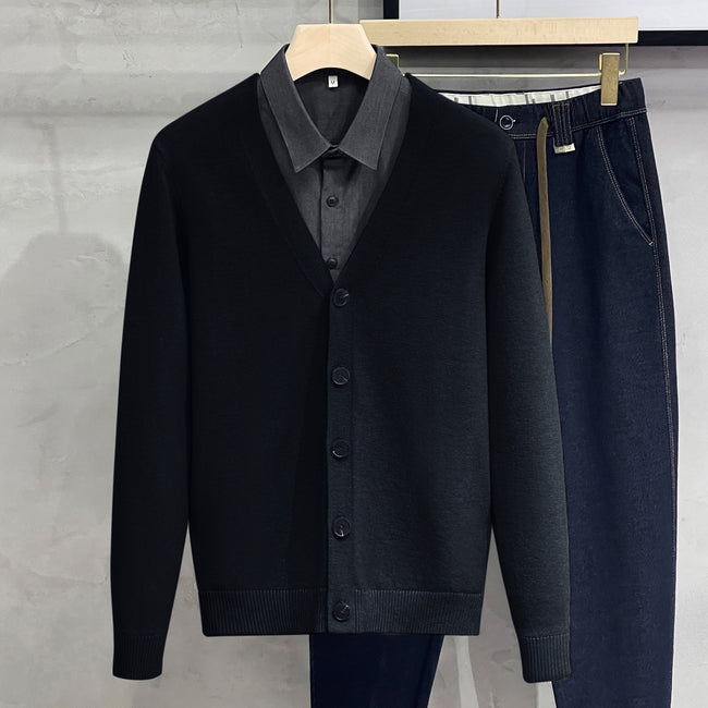 Knitted Cardigan Men's Sweater Coat Outer Wear Casual V-neck Main Image