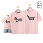 Dog Western Style Mother-daughter Matching Outfit Cotton Short Sleeve Contrast Color Korean Style