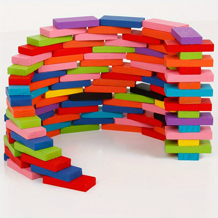 Multicolor Wooden Dominoes Set 480 Pcs For Educational Play