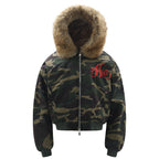 Letter Embroidered Camouflage Hooded Velvet Cotton Clothes Coat