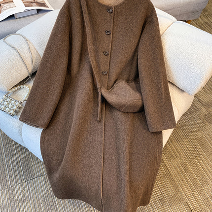 Elegant Long Coat For Women Button Front Winter Outerwear