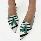 Women's Low-cut Slip-on Casual Pointed Zebra Stripes Pumps