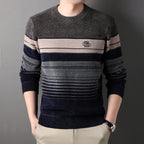 Fleece-lined Thickened Striped Fashion Pullover Base Knitwear