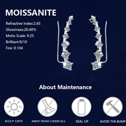 Moissanite Earrings 925 Silver Gift Box For Daily Wear