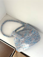 Plush Shoulder Bag Women's Messenger Bag Retro Alphabet Embroidered Commuter Tassel Bag