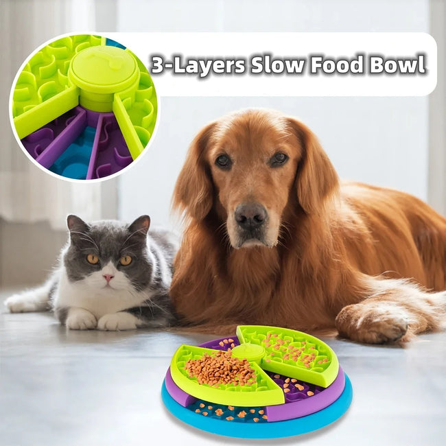 Slow Food Bowl Anti Choking Cat Bowl Dog Basin Puzzle Feeder Healthy Pet Rotating Game Board Pet Products Hover Image