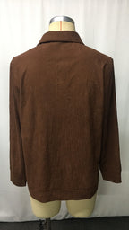 Retro Solid Color Corduroy Polo Collar Long Sleeve Sweatshirt