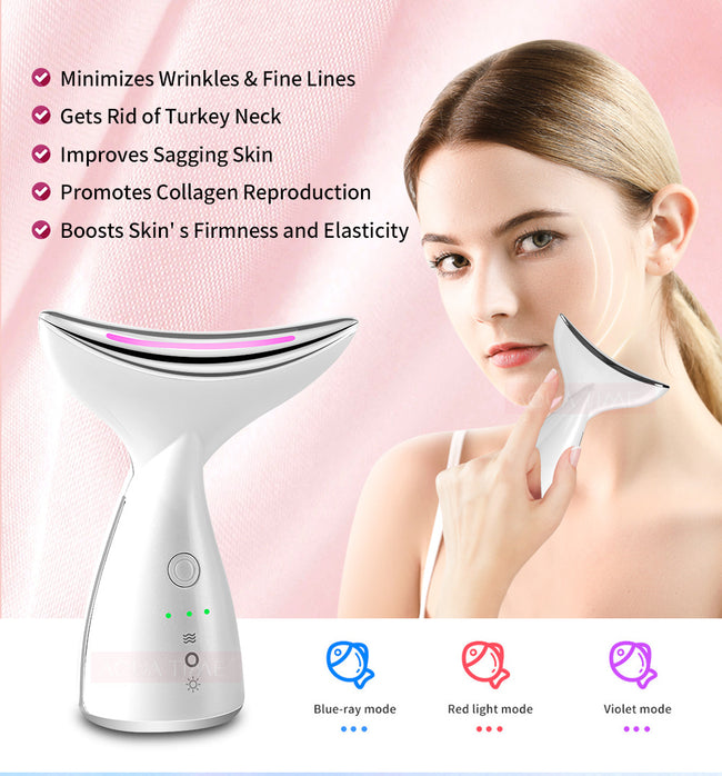 EMS Microcurrent Neck Face Beauty Device With 3 Colors LED Photon Therapy Skin Tighten Reduce Double Chin Face Lifting Devices Hover Image