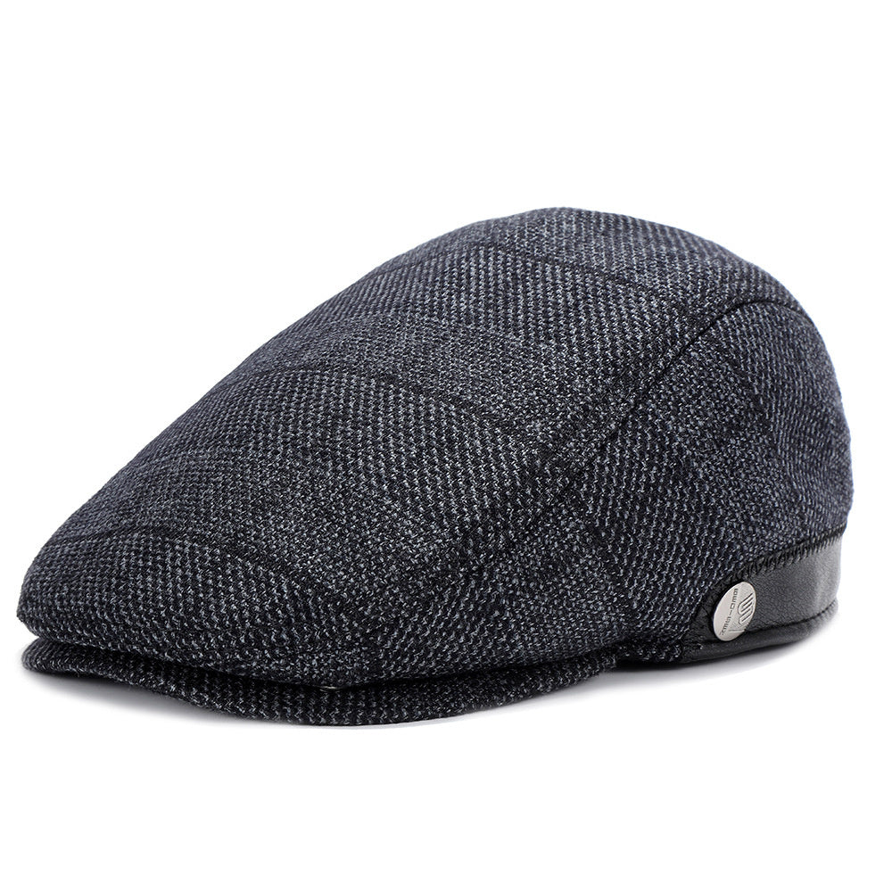 Woolen Beret Herringbone Pattern Adjustable