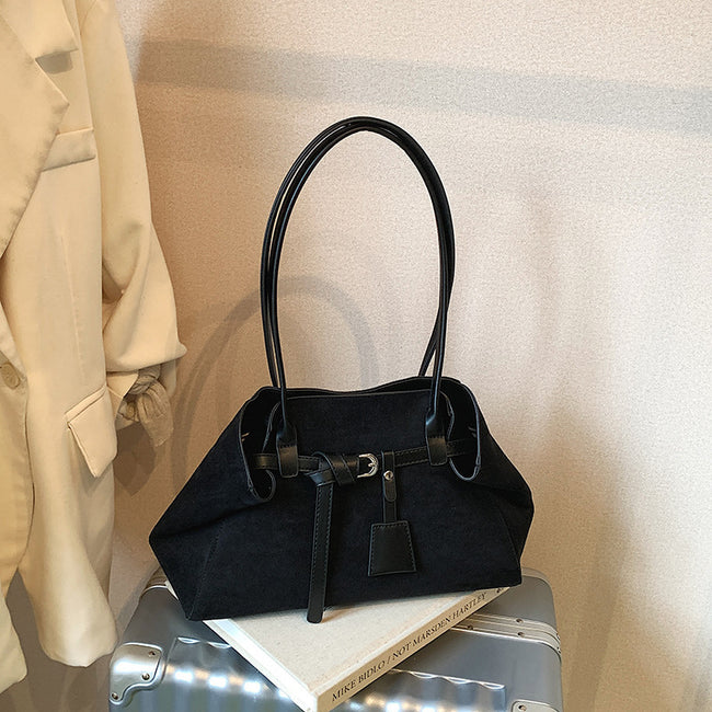 Retro High-grade Matte Large Capacity Tote Bag Suede Shoulder Commuter Bag Main Image