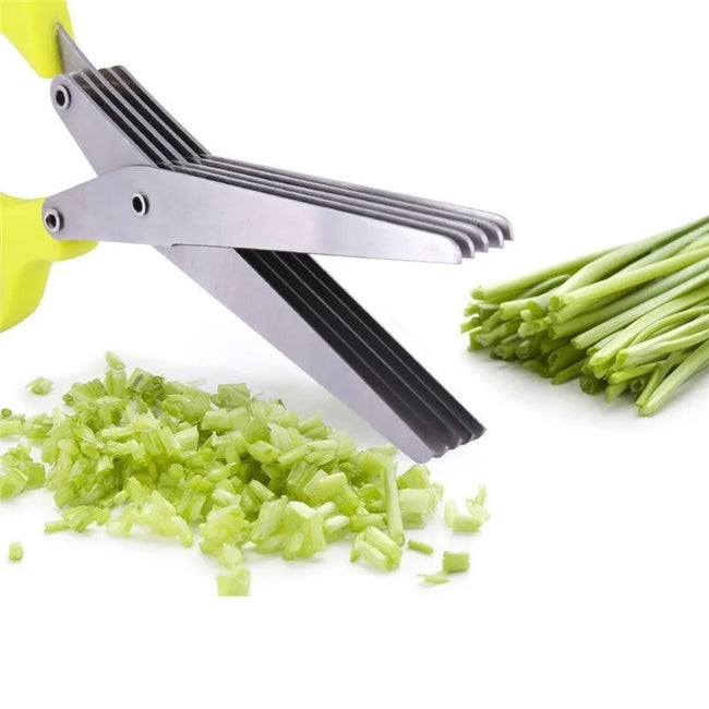 Multifunctional Multi-layer Green Onion Scissors Stainless Steel Onion Cutting Knife Herb Seaweed Spice Scissors Kitchen Scissor Kitchen Gadgets Hover Image