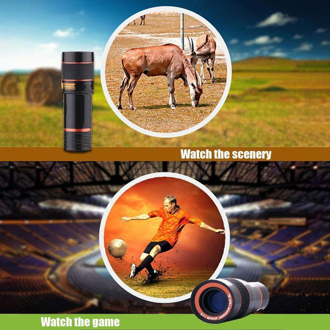 HD 8X Clip On Optical Zoom Telescope Camera Lens For Universal Mobile Cell Phone Main Image