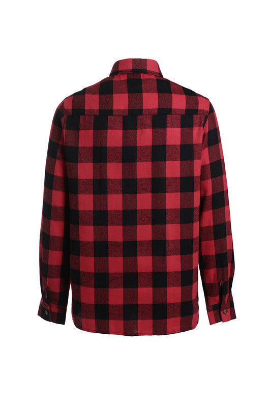 A Long-sleeved Pocket Checked Shirt With A Lapel For Young Men In Autumn And