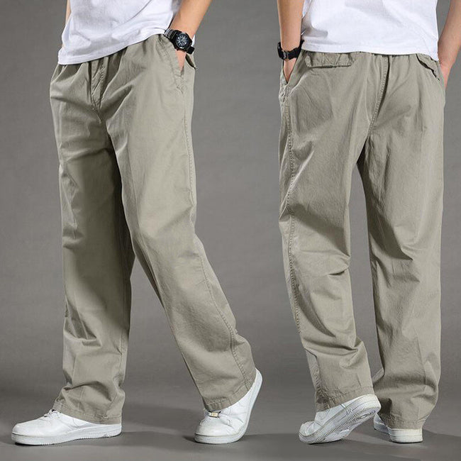 Men's Overalls Cotton Loose Casual Pants Straight Trousers Hover Image