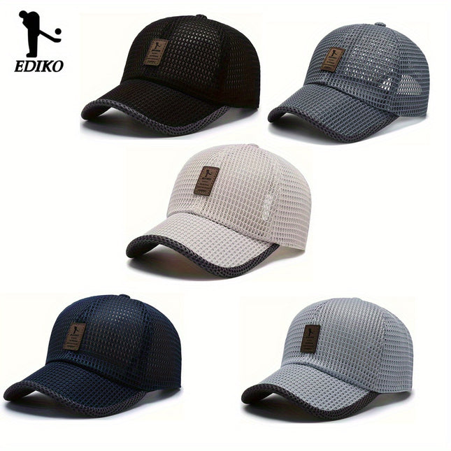 1/2/3/4/5pcs EDIKO Summer Outdoor Baseball Caps - Breathable Mesh Lightweight Unisex Hats for Men & Women, 5 Color Options (Black/Dark Gray/Light Gray/White/Navy), Casual Headwear, Stylish Mesh Design, Textile Construction, Comfortable Fit