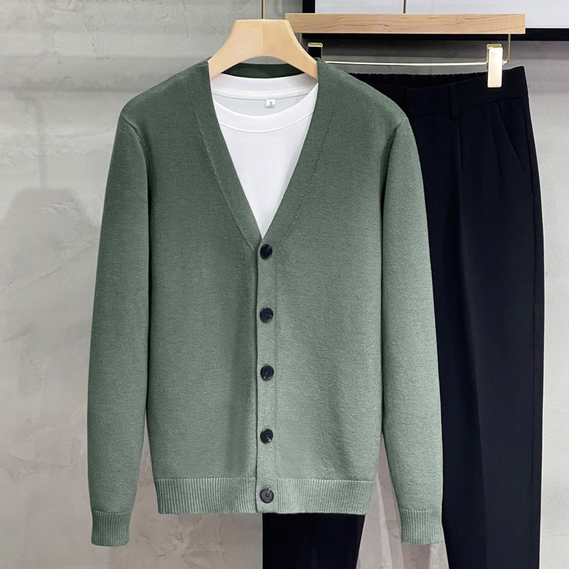 Knitted Cardigan Men's Sweater Coat Outer Wear Casual V-neck