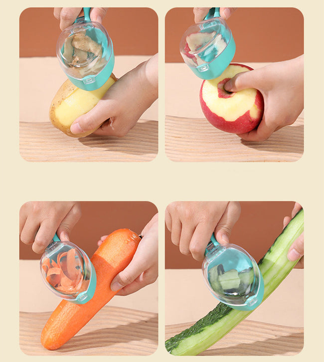 Peeling Knife With Storage Lid Fruit And Potato Peeler Kitchen Gadgets Main Image