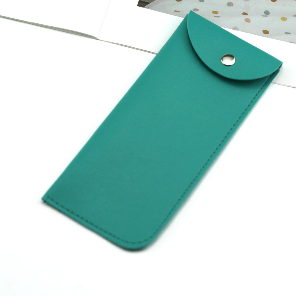 Leather Glasses Bag Thickened Open Holster Snap Button Portable
