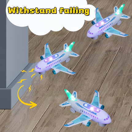 LED Light Up Airplane Toy With Music And Rotating Wheels