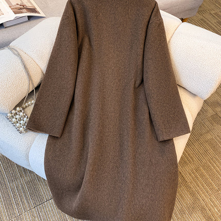 Elegant Long Coat For Women Button Front Winter Outerwear