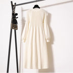 Loose Western Style Versatile Below The Knee Long Style Long Sleeve Dress