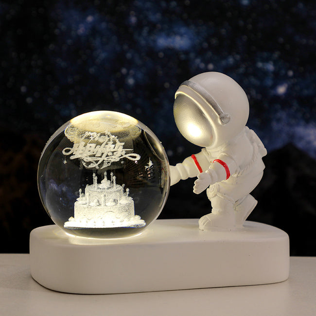 Glowing Planetary Galaxy Astronaut Crystal Ball Night Lights USB Power Warm Bedside Light Brithday Gift Night Lamp Main Image