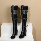 Women's High Heel Lace Strap Boots
