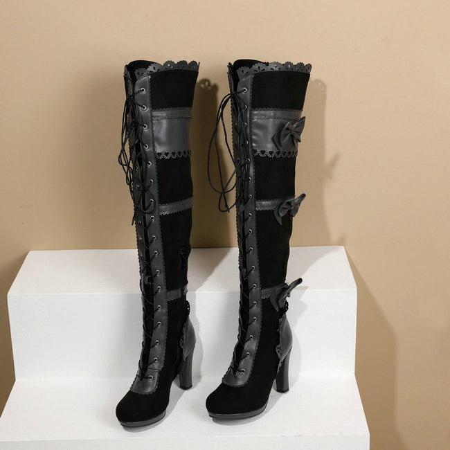 Women's High Heel Lace Strap Boots Main Image