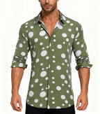 A Casual And Versatile Long-sleeved Shirt With Polka Dot Prints For Teenagers And Men